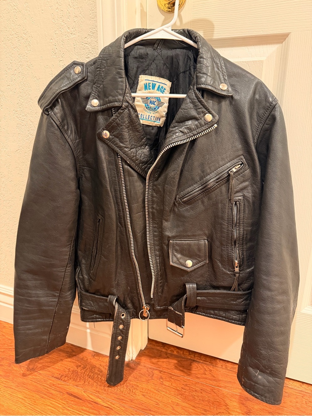 Black Leather Men's Bomber Jacket